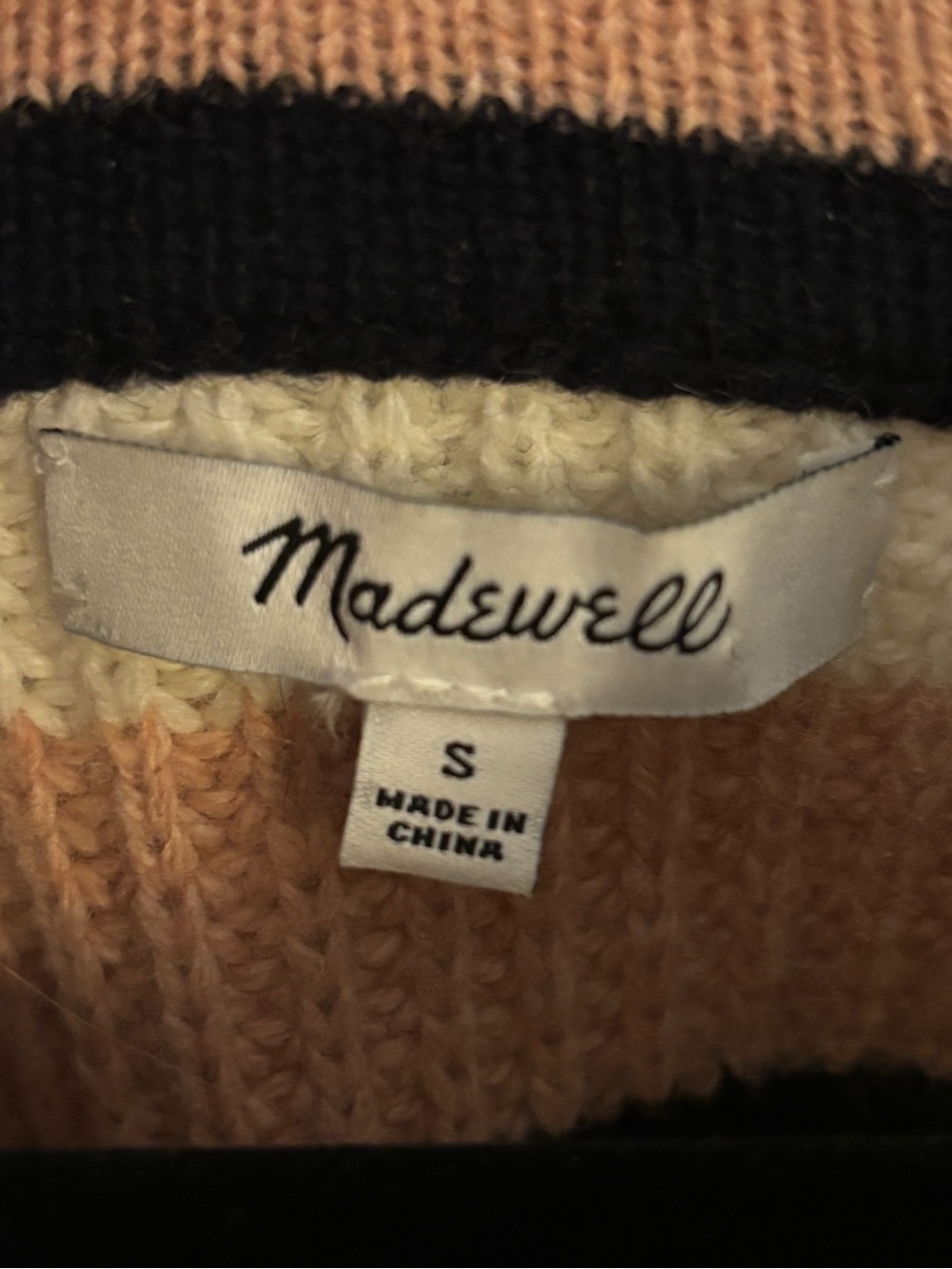 Madewell Merino Wool Striped Sweater Small Mustard Chunky Knit Cozy Pullover - Picture 8 of 9